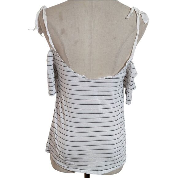 Garage White Striped Off Shoulder Tee Shirt - Picture 3 of 5